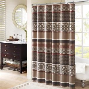 Bellagio Taupe Shower Curtain, Transitional Shower Curtains for Bathroom, 72 X 72, Beige(Red)