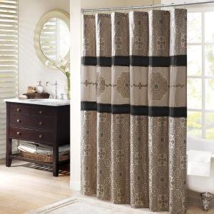 Donovan Design Weave Red Shower Curtain, Jacquard Traditional Shower Curtains for Bathroom, 72 X 72, Blush(Black)