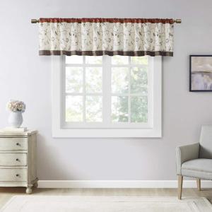 Embroidered Light Filtering Rod Pocket Window Treatment Curtain Window Panel Drape for Bedroom Livingroom and Dorm(Spice)
