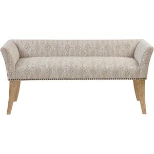 Madison Park Accent Bench, Upholstered with Nailhead Trim, & Padded Seat Entryway Bench Small, End of Bed Bench with Back, 49.5″ W x 19.25″ D x 23″ H, Tan(Taupe Multi)