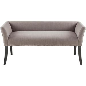 Madison Park Accent Bench, Upholstered with Nailhead Trim, & Padded Seat Entryway Bench Small, End of Bed Bench with Back, 49.5″ W x 19.25″ D x 23″ H, Tan(Grey)