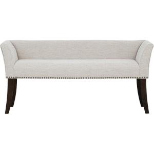 Madison Park Accent Bench, Upholstered with Nailhead Trim, & Padded Seat Entryway Bench Small, End of Bed Bench with Back, 49.5″ W x 19.25″ D x 23″ H, Tan(Cream)