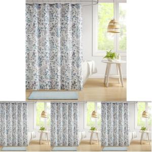 Madison Park Bonnie Shower Curtain, 72×72 Khaki, Botanical Leaf Print, Machine Washable, Modern Country Bathroom Decor(72″W x 72″L (Pack of 4))