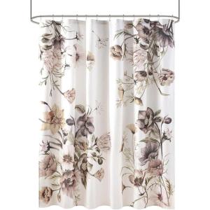 Madison Park Cassandra Cotton Percale Bathroom Shower, Printed Floral Design Modern Shabby Chic Privacy Bath Fabric Curtains, 72″x72″, Blush (MP70-6717)(Blush)