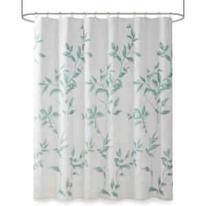 Madison Park Cecily Botanical Modern Shower Curtain, Contemporary Design Water Repellent Shower Curtains for Bathroom, 72 X 72, Grey(Seafoam)
