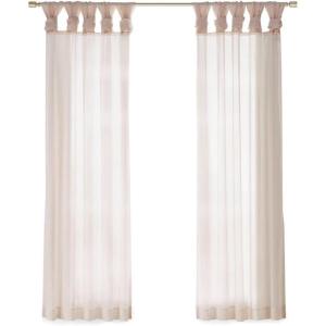 Madison Park Ceres DIY Twisted Tab Sheer Curtain, Pair Panels, Lightweight Window Treatment, Voile Privacy, Light Filtering Drape for Bedroom and Apartment, 50 in x 84 in, White 2 Piece(Blush)