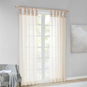 Madison Park Ceres DIY Twisted Tab Sheer Curtain, Pair Panels, Lightweight Window Treatment, Voile Privacy, Light Filtering Drape for Bedroom and Apartment, 50 in x 84 in, White 2 Piece(Ivory)