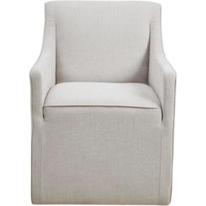 Madison Park Charlotte Dining Chair with Hidden Casters, Accent Chair 20″ Thick Seat Cushion, Upholstered, Padded, Modern Farmhouse Dining Chair Side Chair, Fully Assembled Chair 34″ H Grey(Grey)