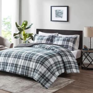 Madison Park Comfort Classics Larkspur Reversible Down Alternative 3M Scotchgard Comforter Mini Set, Full/Queen, Red/Black(Black/White)