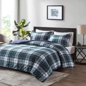 Madison Park Comfort Classics Larkspur Reversible Down Alternative 3M Scotchgard Comforter Mini Set, Full/Queen, Red/Black(Navy)