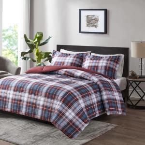 Madison Park Comfort Classics Larkspur Reversible Down Alternative 3M Scotchgard Comforter Mini Set, Full/Queen, Red/Black(Red)