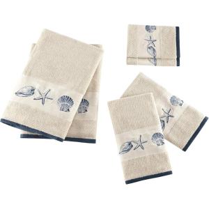Madison Park Embroidered Cotton Jacquard 6 Piece Towel Set MP73-4967, Blue
