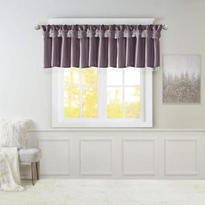 Madison Park Emilia Faux Silk Valance, DIY Twist Tab Top Finish with Beads, Window Valance Curtain for Living Room, Bedroom and Dorm, 26″L x 50″W, Blush(Purple)
