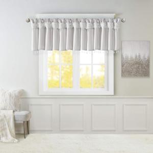 Madison Park Emilia Faux Silk Valance, DIY Twist Tab Top Finish with Beads, Window Valance Curtain for Living Room, Bedroom and Dorm, 26″L x 50″W, Blush(Silver)