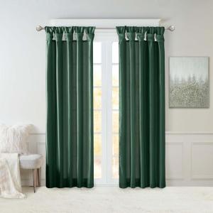 Madison Park Emilia Faux Silk Valance, DIY Twist Tab Top Finish with Beads, Window Valance Curtain for Living Room, Bedroom and Dorm, 26″L x 50″W, Blush(Green)