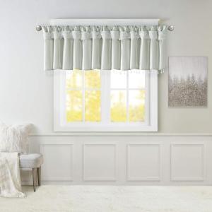 Madison Park Emilia Faux Silk Valance, DIY Twist Tab Top Finish with Beads, Window Valance Curtain for Living Room, Bedroom and Dorm, 26″L x 50″W, Blush(Dusty Aqua)