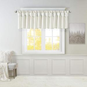 Madison Park Emilia Faux Silk Valance, DIY Twist Tab Top Finish with Beads, Window Valance Curtain for Living Room, Bedroom and Dorm, 26″L x 50″W, Blush(White)