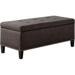 Madison Park Entryway Accent Bench for Living Room Flip Top Storage Chest, Shandra Tufted Top Upholstered Storage Bench End of Bed for Bedroom Furniture, Indoor Seating, 49″Wide, Blue(Charcoal)