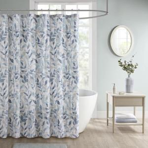 Madison Park Essentials Sofia Shower Curtain, Luxurious Botanical Print, Modern Serene Bathroom Décor, Machine Washable Bath Privacy Screen, 72×72, Multi Blue and Gray(72″W x 72″L (Pack of 1))