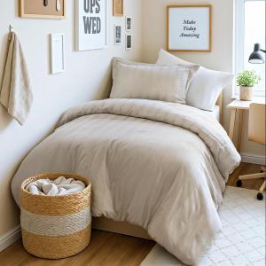 Madison Park Essentials Striped Duvet Cover Set Queen, Modern Minimalist Bedding Set with Premium Jacquard Stripe, 3 Pieces Duvet Cover Reversible with Zipper Closure & Corner Ties,White(Neutral)