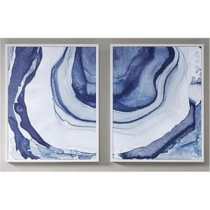 Madison Park Ethereal Wall Art Living Room Décor – Frame Modern Abstract Stretched, Gel Coated Canvas Entry Way Decoration, Ready to Hang Painting for Bedroom, 23.5″W x 29.5″H x 1.625″D, Blue 2 Piece(Ethereal)