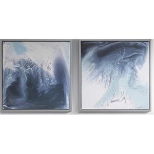 Madison Park Ethereal Wall Art Living Room Décor – Frame Modern Abstract Stretched, Gel Coated Canvas Entry Way Decoration, Ready to Hang Painting for Bedroom, 23.5″W x 29.5″H x 1.625″D, Blue 2 Piece(Contemporary)