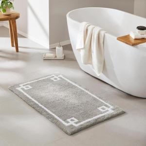 Madison Park Evan Cotton Tufted Washable Bath Mat , Luxury Solid Bathroom Rugs , 20″ x 30″ , Grey(Grey)