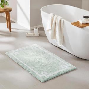 Madison Park Evan Cotton Tufted Washable Bath Mat , Luxury Solid Bathroom Rugs , 20″ x 30″ , Grey(Seafoam)