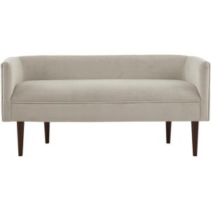 Madison Park Farrah Entryway Accent Bench with Curved Backrest, 8.75″ Cushion Seating Bench for Living Room, Compact Bed End Bench with Solid Wood Legs & Soft Poly Velvet Uplhostery, 49″ W, Cream