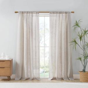 Madison Park Galen Basketweave 2-Panel Pack Window Curtain, Room Darkening, Grommet Top Easy to Hang, Fits up to 1.25″ Diameter Rod, 40″ W x 84″ H Ivory(Linen Blend Natural)