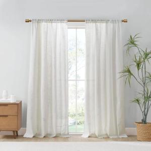 Madison Park Galen Basketweave 2-Panel Pack Window Curtain, Room Darkening, Grommet Top Easy to Hang, Fits up to 1.25″ Diameter Rod, 40″ W x 84″ H Ivory(Linen Blend Ivory)