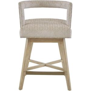 Madison Park Glenwood Upholstered Swivel Counter Stools, Height Kitchen Chair, Solid Wood, Bronze Metal Kickplate Footrest, Back Support, Pipped Fabric, Dining Room Accent Furniture, Cream(Glenwood)