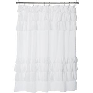 Madison Park Grace White Shower Curtain,Solid Cottage Top Shower Curtains for Bathroom, 72 X 72, White