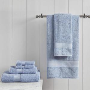 Madison Park Organic 100% Cotton Bathroom Towel Set, Hotel & Spa Quality Highly Absorbent, Quick Dry, Include for Shower, Handwash & Facial Washcloth, Multi-Sizes, Seafoam(Blue)