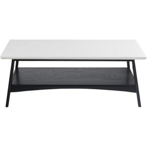 Madison Park Rectangular Wood Coffee Table With Solid Wood Frame & Legs, Living Room Coffee Tables With Storage Shelf, Accent Furniture For Living Room, Minimalist Decor – Off-White / Pecan Parker(Off-white/Black)