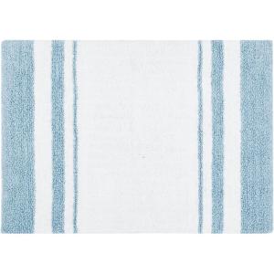 Madison Park Reversible Spa Rug 100%-Cotton Striped Ultra Soft Water Fast Bath Non-Slip Absorbent Quick Dry Mats for Tub, Shower Room, and Bathroom, 20×30, Taupe (Pack of 1)(Blue)