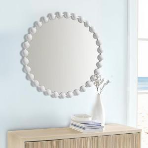 Madison Park Round Mirror, Metal Frame Circle Mirror 36 inch, Wall Art Decor Mounted Hanging for Entryway, Bathroom, hallway, Living Room, Vanity, Marlowe, Gold(White)