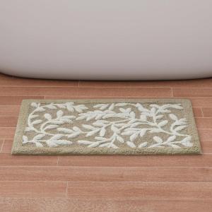 Madison Park Serene 100% Cotton Tufted Bathroom Rug – High & Low Tufting Floral Leaf Design, Quality Luxurious Plush Medium Pile Bath Mat Absorbent, Quick Dry, Shower Room Décor, 21×34 Taupe(Taupe)
