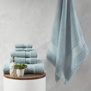 Madison Park Signature Splendor Luxury 100% Cotton Bathroom Towel Set – Soft, Plush 1000 GSM Heavyweight Hotel Quality, Zero Twist, Highly Absorbent, Quick Dry, Multi Sizes, White 6 Piece(Blue)