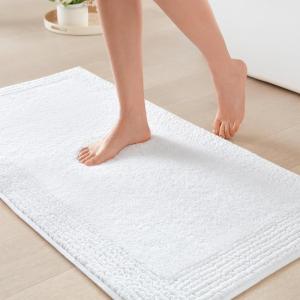 Madison Park Splendor Reversible 100% Cotton Tufted Bathroom Rug-3000 GSM Hotel Quality Luxurious Plush Medium Pile Bath Mat Absorbent, Quick Dry, Shower Room Décor, 20×30 Natural(White)