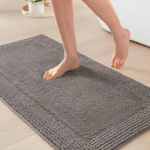 Madison Park Splendor Reversible 100% Cotton Tufted Bathroom Rug-3000 GSM Hotel Quality Luxurious Plush Medium Pile Bath Mat Absorbent, Quick Dry, Shower Room Décor, 20×30 Natural(Charcoal)