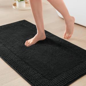 Madison Park Splendor Reversible 100% Cotton Tufted Bathroom Rug-3000 GSM Hotel Quality Luxurious Plush Medium Pile Bath Mat Absorbent, Quick Dry, Shower Room Décor, 20×30 Natural(Black)