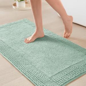 Madison Park Splendor Reversible 100% Cotton Tufted Bathroom Rug-3000 GSM Hotel Quality Luxurious Plush Medium Pile Bath Mat Absorbent, Quick Dry, Shower Room Décor, 20×30 Natural(Green)