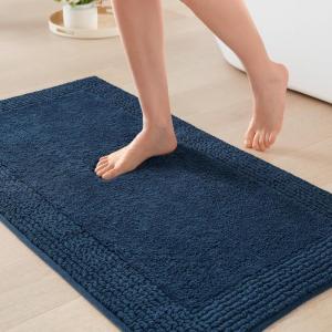 Madison Park Splendor Reversible 100% Cotton Tufted Bathroom Rug-3000 GSM Hotel Quality Luxurious Plush Medium Pile Bath Mat Absorbent, Quick Dry, Shower Room Décor, 20×30 Natural(Navy)