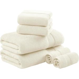 Madison Park Turkish 100% Cotton 600Gsm Luxury Premium Thick Soft Absorbent Hotel Bathroom Towel Set Shower Hand Face Washcloths, Assorted Sizes, Natural 6 Piece(Natural)