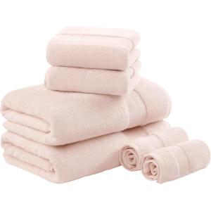 Madison Park Turkish 100% Cotton 600Gsm Luxury Premium Thick Soft Absorbent Hotel Bathroom Towel Set Shower Hand Face Washcloths, Assorted Sizes, Natural 6 Piece(Blush)