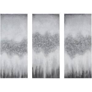 Madison Park Wall Art Living Room Décor – Embellished Hand Painted Canvas, Home Accent Glitter Abstract Bathroom Decoration Ready to Hang Painting for Bedroom, 15″W x 35″H x 1.5″D, Taupe 3 Piece(Grey)
