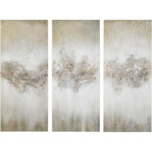 Madison Park Wall Art Living Room Décor – Embellished Hand Painted Canvas, Home Accent Glitter Abstract Bathroom Decoration Ready to Hang Painting for Bedroom, 15″W x 35″H x 1.5″D, Taupe 3 Piece(Taupe)