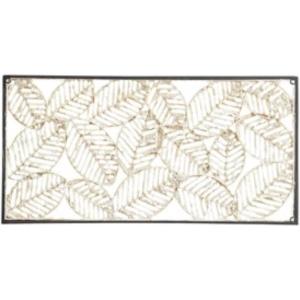 Madison Park Wall Art Living Room Décor Leaves Paper Cloaked with Metal Frame, Home Accent Modern Inspired Dining, Bathroom Decoration Ready to Hang Panel for Bedroom, 31.89″W x 15.94″H, Natural