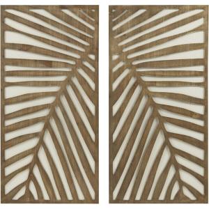 Madison Park Wall Décor for Living Room – Birch Botanical Two-Tone, Home Accent Modern Kitchen Dining Decoration, Ready to Hang 2-Piece Wood Panel Set for Bedroom, 16″W x 32″H, Monstera(Palm)